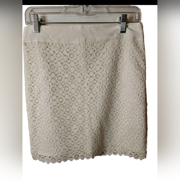 Womens White Lace Skirt with Lining and zip hook and eye closure size 4 - Picture 1 of 6